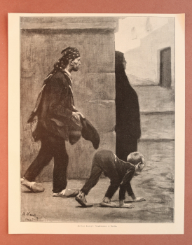 Kunst Druck Arthur Kampf 1890-1900 Strassenszene in Sevilla